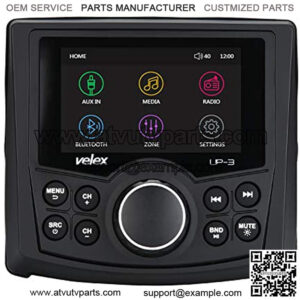 UTV Stereo AM/FM with Bluetooth Streaming 3 Zone, Compatible to Rear View Camera, External Amplifier Switch on/Off