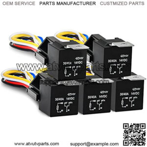 50003R Set 5-Pin 30/40A 12V SPDT with Interlocking Relay Socket and Wiring Harness-5 Pack, 2 Years Warranty