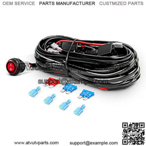 LED Light Bar Wiring Harness Kit - 2 Leads 12V On Off Switch Power Relay Blade Fuse for Off Road Lights LED Work Light, 2 Years Warranty