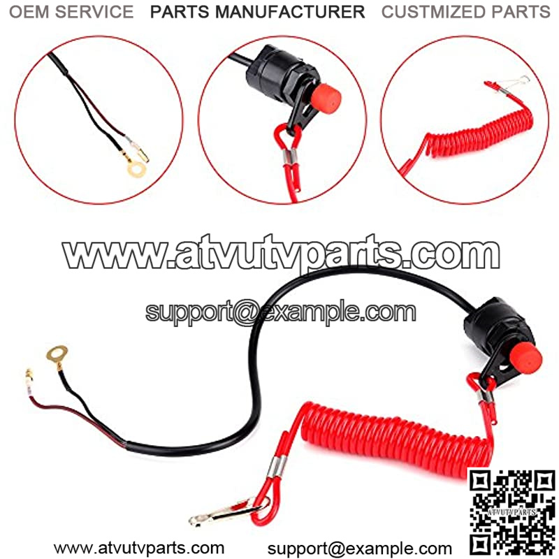 Kill Switch with Lanyard Outboard Motorcycle ATV Lawn Mowers 12VDC Emergency Engine Kill Stop Switch with Tether Lanyard Cord Handlebar Engine Start Stop Kill Button Switch Universal - Image 2
