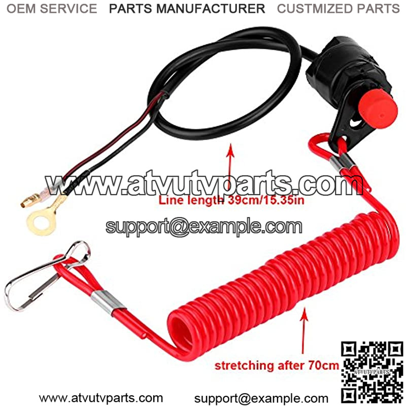 Kill Switch with Lanyard Outboard Motorcycle ATV Lawn Mowers 12VDC Emergency Engine Kill Stop Switch with Tether Lanyard Cord Handlebar Engine Start Stop Kill Button Switch Universal - Image 3