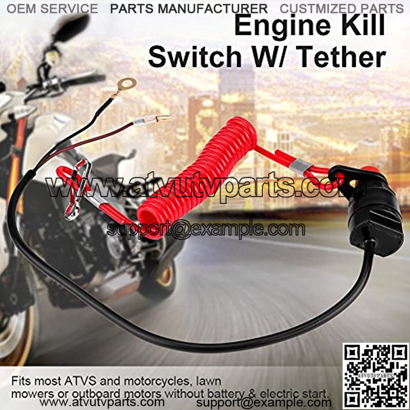 Kill Switch with Lanyard Outboard Motorcycle ATV Lawn Mowers 12VDC Emergency Engine Kill Stop Switch with Tether Lanyard Cord Handlebar Engine Start Stop Kill Button Switch Universal - Image 4