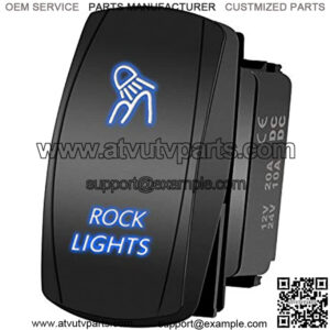 LED Light Bar Rocker Switch - 4WDKING Momentary On/Off Push Button Toggle Switch with Jumper Wire 5 Pins Blue LED Lights 20A 12V. (Blue Light - LJ14)