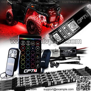 Aura ATV UTV Underglow LED Lighting Kit, RGB Multi-colors Neon Underbody Accent Strips w/Smart Brake Sensor, Switch Wireless Remote, Key Chain Controller, Musicsync, IP67 Waterproof, 12V, 10pc