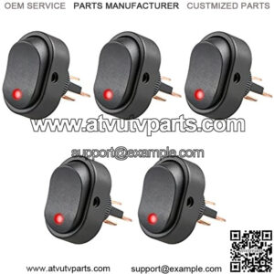 Veanic 5pcs 12V 30 Amp Red LED Rocker On-Off Control Rocker Switch Waterproof Toggle Plug for Car Truck RV Motorcycle Boat Marine Control (Toggle Switch A)