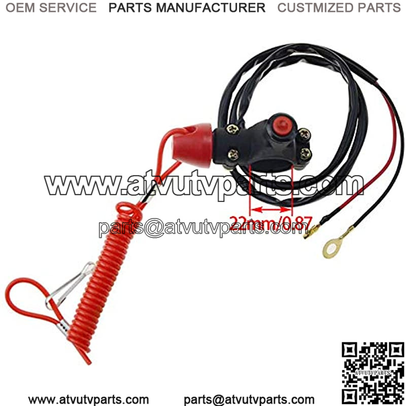 7/8" 22mm Handlebar 2 Wire Tether Kill Switch Replacement for 110cc 125cc Taotao Dirt Pit Bike ATV 4 Wheeler Quad Trail Bike - Image 2