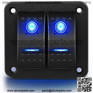 90106B 2 Gang Rocker Switch Panel 5 Pin On Off Pre-Wired Rocker Switch Aluminum Panel Waterproof Switche Panel for 12V/24V Automotive Cars Marine Boats ATVs Trailers