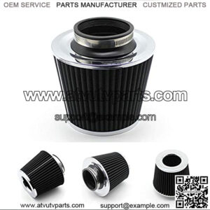 Universal Clamp-On Air Filter, Washable Filter, High Flow Round Tapered Cone Closed-Top Cool Air Filter Cleaner, 3 Inch Air Filter (Black)