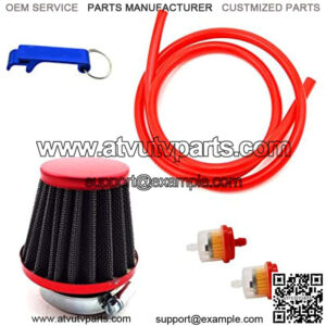 Red 38mm Air Filter Fule Cleaner Gas Line Hose For 50cc 70cc 90cc 110cc 125cc Dirt Pit Bike ATV Quad Monkey Bike Motocross Motorcycle Go Kart Cart And GY6 50cc QMB139 Engine Scooter Moped