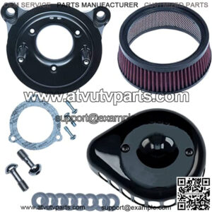 Cycle Gloss Black Mini Teardrop Stealth Air Cleaner Kit Compatible for Harley Davidson FLHR Road King 2008-2010