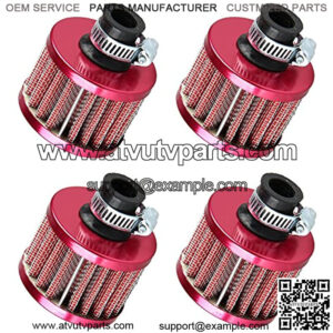 12mm Mini Red Universal Car Motor Cone Cold Clean Air Intake Filter Turbo Vent Breather Pack of 4