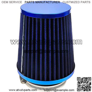 Universal Clamp-On Conical Mesh Air Intake Filter Rplacement for Auto Car Cold Air Intake Modification, with 6-Inch Height, 3-Inch Inlet Dia & 65-89mm Hose Clamp, Blue
