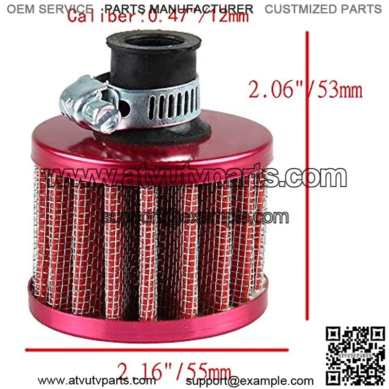 Universal 12mm Mini Red Cone Cold Air Intake Filter Turbo Vent Breather Car - Image 2