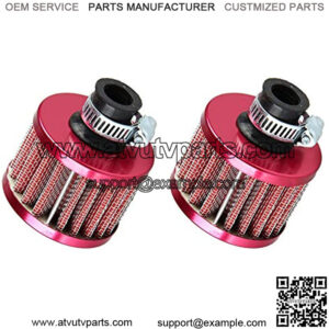 2 X 12mm Mini Red Universal Car Motor Cone Cold Clean Air Intake Filter Turbo Vent Breather