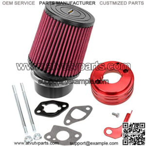 Red Air Filter Adapter Intake Kit for 6.5 HP Honda Clone GX160 GX200 Predator 212cc Engine Racing Cart 196cc ct200 Doodle Bug Baja MB165 MB200 Warrior 200 Mini Bike Trailmaster mid XRX Go Kart