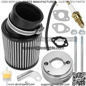 Upgraded Air Filter adapter Intake Spark Plug Kit for Predator 212cc 6.5 Hp Honda Gx160 Gx200 196cc Coleman CT200U Trail CT100U BT200X CC100X Engine Mini Bike Go Kart Racing White
