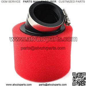 Three T Motorcycle 50MM 1.96'' Air Filter Sponge Foam Cleaner Angled Pipe Fit for 150cc-250cc Motorcycles ATV Dirt Bike Motorcycle Off-road Bike Go-Kart Mini Super Bike, Red