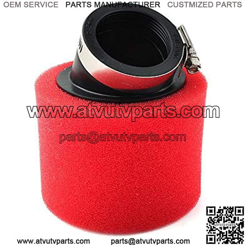 Three T Motorcycle 50MM 1.96'' Air Filter Sponge Foam Cleaner Angled Pipe Fit for 150cc-250cc Motorcycles ATV Dirt Bike Motorcycle Off-road Bike Go-Kart Mini Super Bike, Red