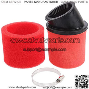 Universal 48mm 49mm 50mm Red Angled Double Foam Pod Air Filter Cleaner 50cc 70cc 90cc 110cc 125cc Motorcycle ATV Quad Scooter Go Kart Moped Pit Dirt Racing Super Pocket Mini Bike