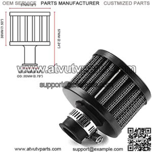 12mm Air Filter Cold Air Intake Filter Breather Turbo Vent Air Intake Filter Cleaner Black Universal for car and Motorcycle