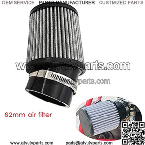 62mm Air Filter Kit 2-7/16" Id Engine Cleaner 420cc High Compatible For Predator 212cc / Clone 196cc Atv Gx160 Gx200 Scooter Quad Go Kart Moped Honda Gx390 Dirt Racing Bike (White)