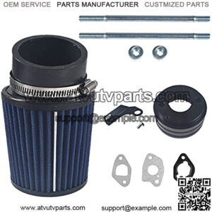 Upgraded Air Filter adapter Intake Kit for Predator 212cc 6.5 Hp Hammerhead 80T MudHead 606 scorpion RB200 CK100 SK100 RTK100 MB200-1 mid XRX/R Mini Bike Go Kart Blue