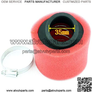 Universal 35mm Red Angled Double Foam Pod Performance Air Filter Cleaner 50cc 70cc 90cc 110cc 125cc Motorcycle ATV Quad Scooter Go Kart Moped Pit Dirt Racing Super Pocket Mini Bike Yamaha