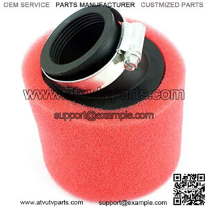 Universal 42mm 1.65" Red Angled Double Foam Pod Performance Air Filter Compatible for Kawasaki KH400 125cc 150cc 200cc 250cc GY6 Motorcycle ATV Quad Go Kart Moped Pit Dirt Bike PZ24 41mm 43mm