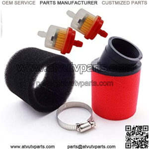 Motorcycle Racing 48mm Bent Foam Air Filter + Fuel Cleaner Filter For Pit Pro Dirt Trail Motor Bike GY6 Moped Scooter ATV Quad Motocross