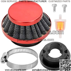42mm 43mm 44mm Air filter Cleaner Stack Fuel filter for 47cc 49cc Mini ATV Quad Dirt Pocket Bike Cag MAT1 MAT2 Mini Moto Pit Dirt Bike Moped G-Scooter Motocross Parts Red