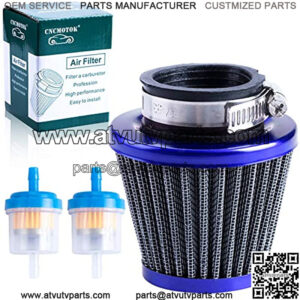 38mm 1.5" Blue Air Filter With Two 5mm Gas Fuel Filter For 110cc 150cc 200cc Motorcycle ATV Quad Lifan Apollo 125cc 110cc Dirt Pit Bike GY6 49cc 50cc taotao ATM50 Moped Off Road Scooter
