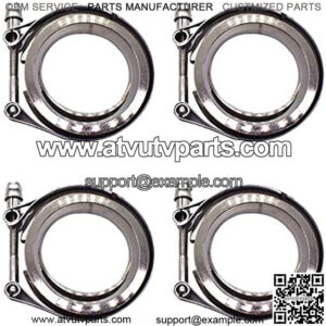 2.5inch Stainless Steel V-Band Clamp and Flange 4Pcs Kit Replacement for Turbo Downpipes Exhaust Systems