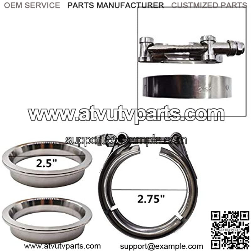 2.5inch Stainless Steel V-Band Clamp and Flange 4Pcs Kit Replacement for Turbo Downpipes Exhaust Systems - Image 3