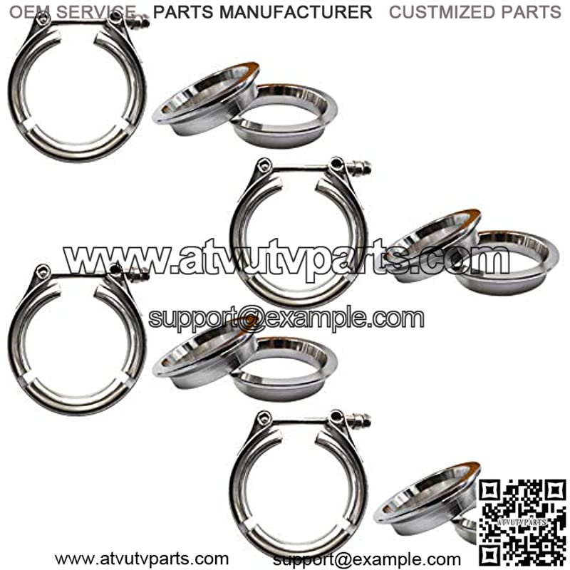 2.5inch Stainless Steel V-Band Clamp and Flange 4Pcs Kit Replacement for Turbo Downpipes Exhaust Systems - Image 4