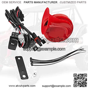 Universal RZR Horn Kit, UTV Loud Horn Kit Red Easy Installation with Rocker Switch Widely Compatible With RZR, CAN-AM, Ranger 105D 12V