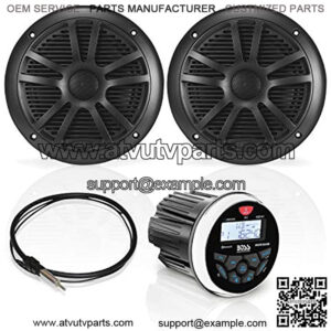 MCKGB350B.6 Weatherproof Marine Gauge Receiver and Speaker Package - IPX6 Receiver, 6.5 Inch Speakers, Bluetooth Audio, USB, MP3, AM/FM, NOAA Weather Band Tuner, No CD Player, 1 pair black speakers, O