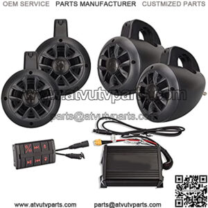 NUTV4 Quad - 4 Channels Marine Bluetooth ATV/Golf Cart/UTV Speakers Stereo System
