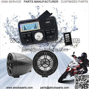 12V Radio 3 inch Motorcycle ATV UTV Golf Cart Waterproof Anti-Theft Bluetooth Speaker USB TF U Disk FM Radio Stereo System (Black)