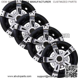 Golf Cart Hubcaps 8 inch Set of 4 Universal Golf Cart Wheel Covers in Brilliant Chrome and GloBlack Finish - Universal Fit for Carts with 8" Wheels