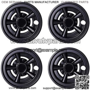 Golf Cart Wheel Covers Hub Caps for Yamaha/Club CAR/EZ-GO Par Car 8" (Set of 4) (Black)