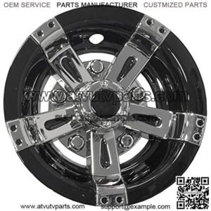 (Set of Four) 8 inch Maverick Golf Car Wheel Covers (Chrome & Black)