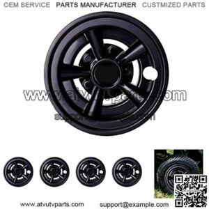 Golf Cart Wheel Covers Hub Caps (Set of 4), Compatible with EZGO Club Car Yamaha Carts 8"- Black