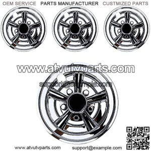 8 Inch Golf Cart Wheel Covers Hub Caps for EZGO, Club Car, Yamaha, Chrome Set of 4