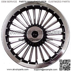 8" Turbine Black/Silver Golf Cart Hub Caps - Each