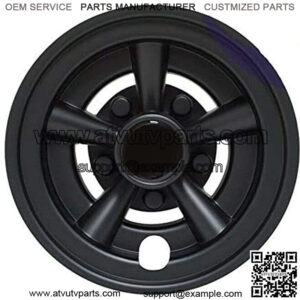 8" Wheel Rim 'SS' Glossy Black Hub Caps(Set of 4) For EZGO CLUB CAR YAMAHA Golf Cart