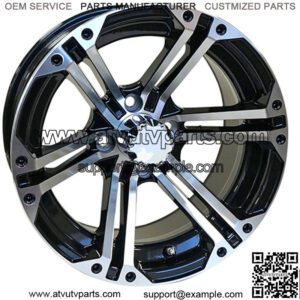 RX353 Machined w/ Black w/ Chrome Center Cap 14x7 ET-25 Golf Cart Wheel