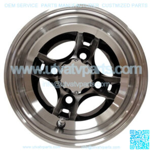 8" Golf Cart Wheel, Machined/Black Rim & Center Cap, 8x7 ET-27