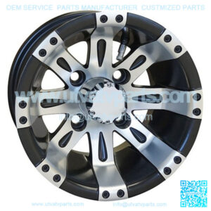 10" Golf Cart Wheel, Machined Matte Black Rim & Center Cap, 10x7 ET-25