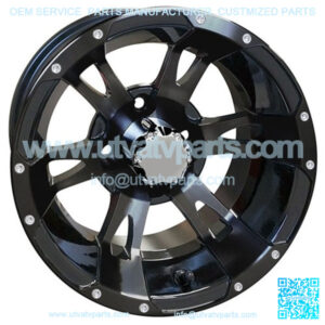 12" Golf Cart Wheel, Black Rim & Center Cap, 12x7 ET-25