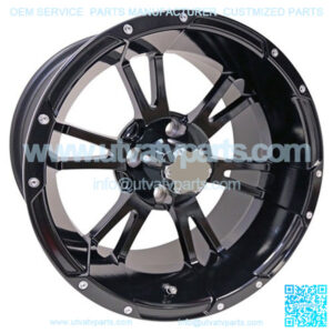 14" Golf Cart Wheel, Black Rim & Center Cap, 14x7 ET-25